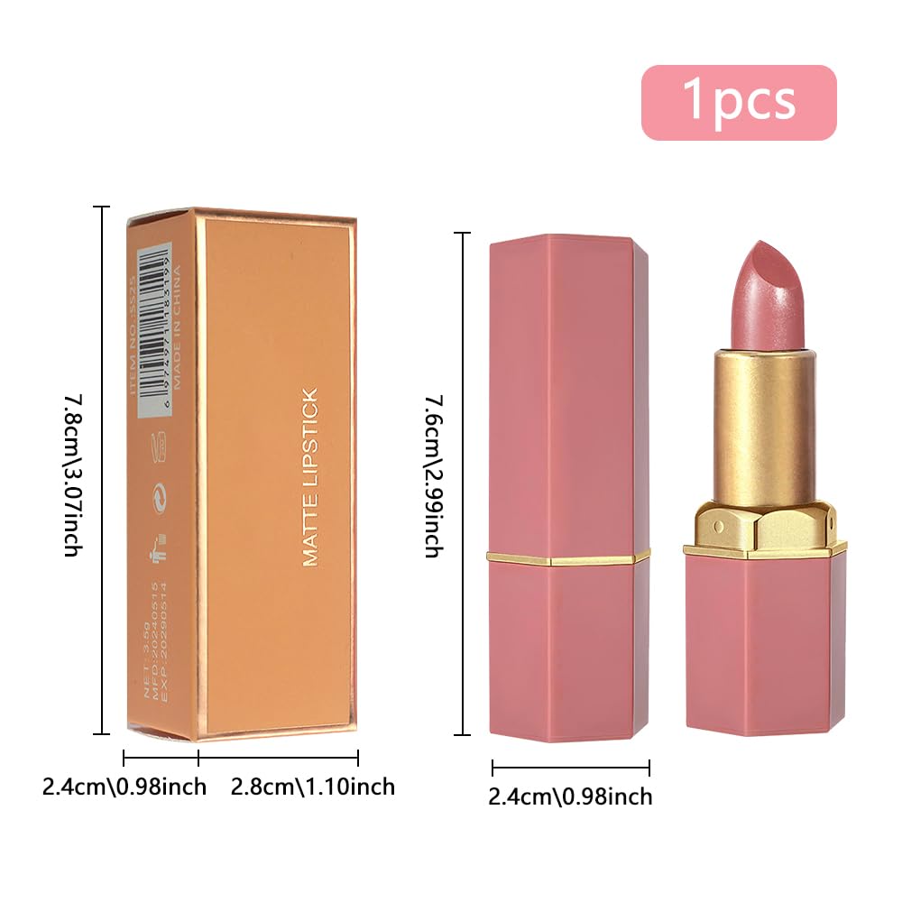 Nude Metallic Lipstick Lip Gloss for Women,Lightweight Shimmer Frosted Long Lasting Lipstick,Glitter Lip Stain Waterproof Smudge Proof 24 Hour Full Coverage Lip Makeup,Vegan-Velvo Beauty