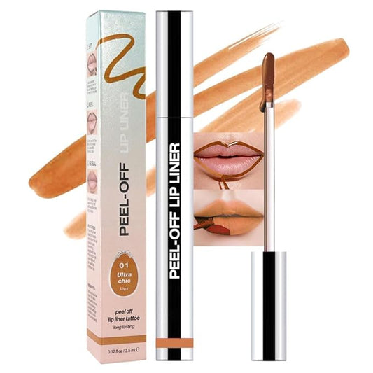 Matte Lip Stain Peel Off Lip Liner, Orange Brown Peel Off Lip Stain Tattoo,Long Lasting & Waterproof Peel Off Lip Gloss Lip Liner,Transfer-Proof All Skin Types.0.12 fl oz #01-Velvo Beauty