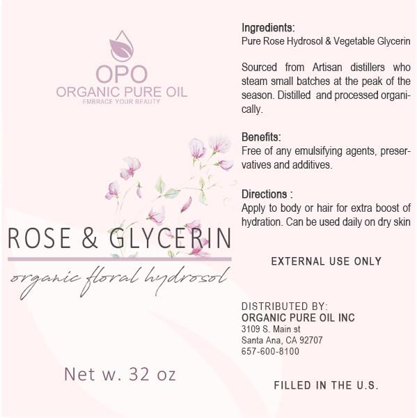 Rosewater Glycerin Mist Toner Bulk Spray Facial Body Floral Cleanser Pure Rose Hydrosol Vegetable Glycerine Moisturizing Cleansing Toning Mix Face Skin Hair Body - Packaging May Vary (32 Ounces)-Velvo Beauty