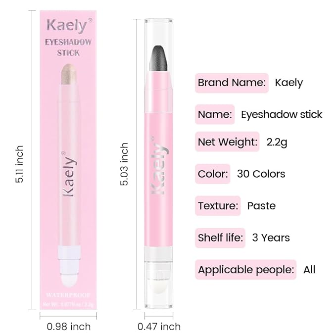 Kaely 2in1 Cream Eye Shadow Brightener Sticks for Eyes, Pencil Eyeshadow Applicator Stick Waterproof Pigmented, Eye Shadow Palette Highlighter Makeup, sombras para ojos, 03 Pearl Black Shimmer-Velvo Beauty