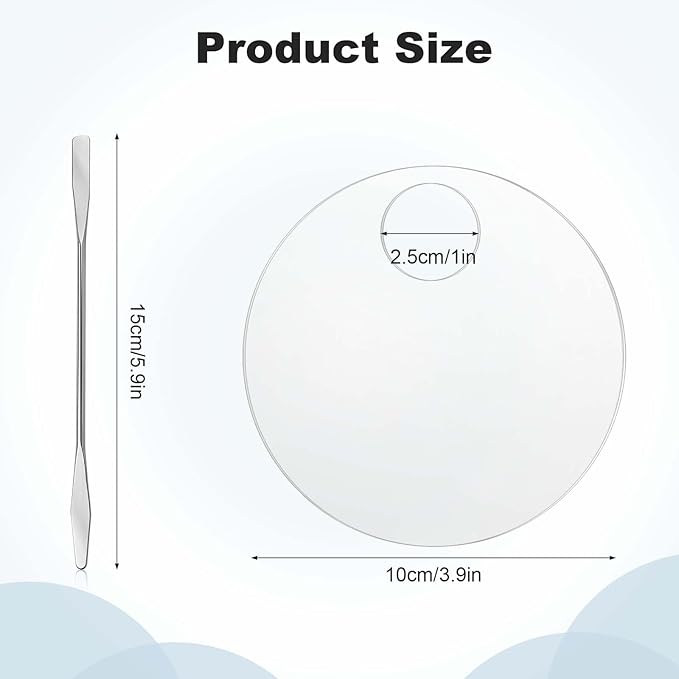2PCS Makeup Mixing Palette with 2PCS Metal Spatula, Mixing Pigment Palette, Round White Clear Foundation Palette for Make up Eyeshadow Liquid Foundation Cosmetic Nail-Art Pigment Mixing Color-Velvo Beauty