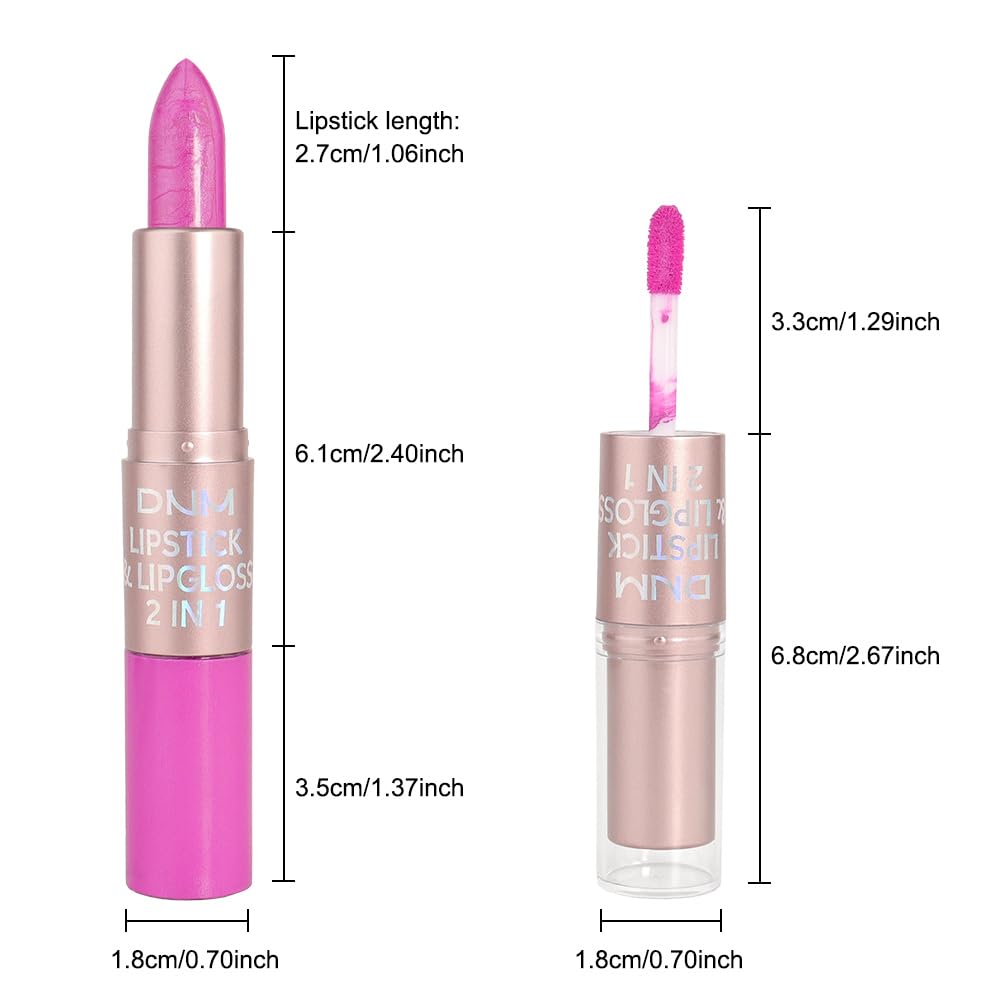 evpct 2 in 1 Hot Pink Glitter Metallic Shimmer Diamond Lipstick and Lip Gloss Set for Women Long Lasting Waterproof, Rose Pink Sparkle Glitter Shiny Lipstick and Lip Liner Makeup Set, 04#-Velvo Beauty