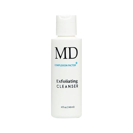 MD Complexion Factor Exfoliating Cleanser (4fl oz) Exfoliating Facial Cleanser with Benzoyl Peroxide - Gentle Face Exfoliator & Cleanser for Deep Pore Cleansing & Removing Acne - Skin-friendly Formula-Velvo Beauty