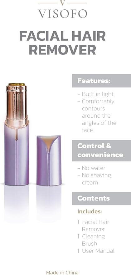 Facial Hair Removal for Women | Electric Razor Device Small Mustache Dermaplaning Remover Tools Tweezers Epilator Trimmer Face Dermaplane Shavers Beauty Gadgets Set Accessories by VISOFO (Amethyst)-Velvo Beauty