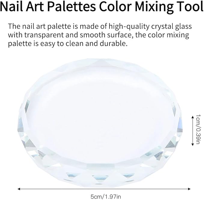 Nail Art Palette, 2pcs Nail Art Palettes Color Mixing Tool for DIY Makeup Mixing Palette Drawing Color Dish Toning Glass Nail Tips Painting Tray False Eyelash Glue Hold Makeup Pallet-Velvo Beauty