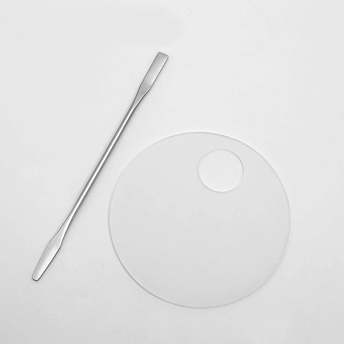 2 Pcs Acrylic Makeup Palette Makeup Mixing Tray with Makeup Spatula for Beauty Salon Color Cream Liquid Foundation Mixing Palette (Round)-Velvo Beauty