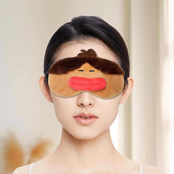 PERFECTSIGHT Sleep Eye Masks, Cute Plush Sleep Eye Cover Lightweight Adjustable Eyeshade Faux Fur Mask Cover for Women Men Sleep Travel Nap, Girl Braid-Velvo Beauty