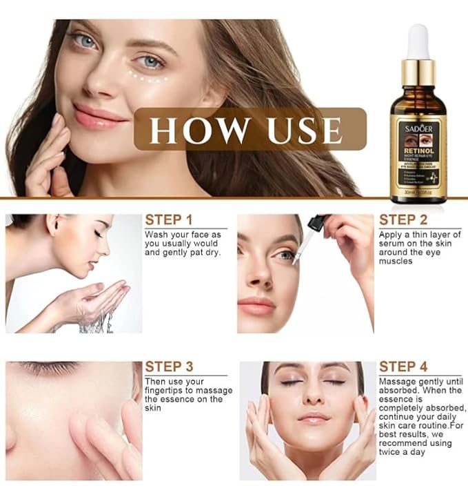 SUERO FACIAL RETINOL EYES NIGHT REPAIR 30 ml, Gold-Velvo Beauty