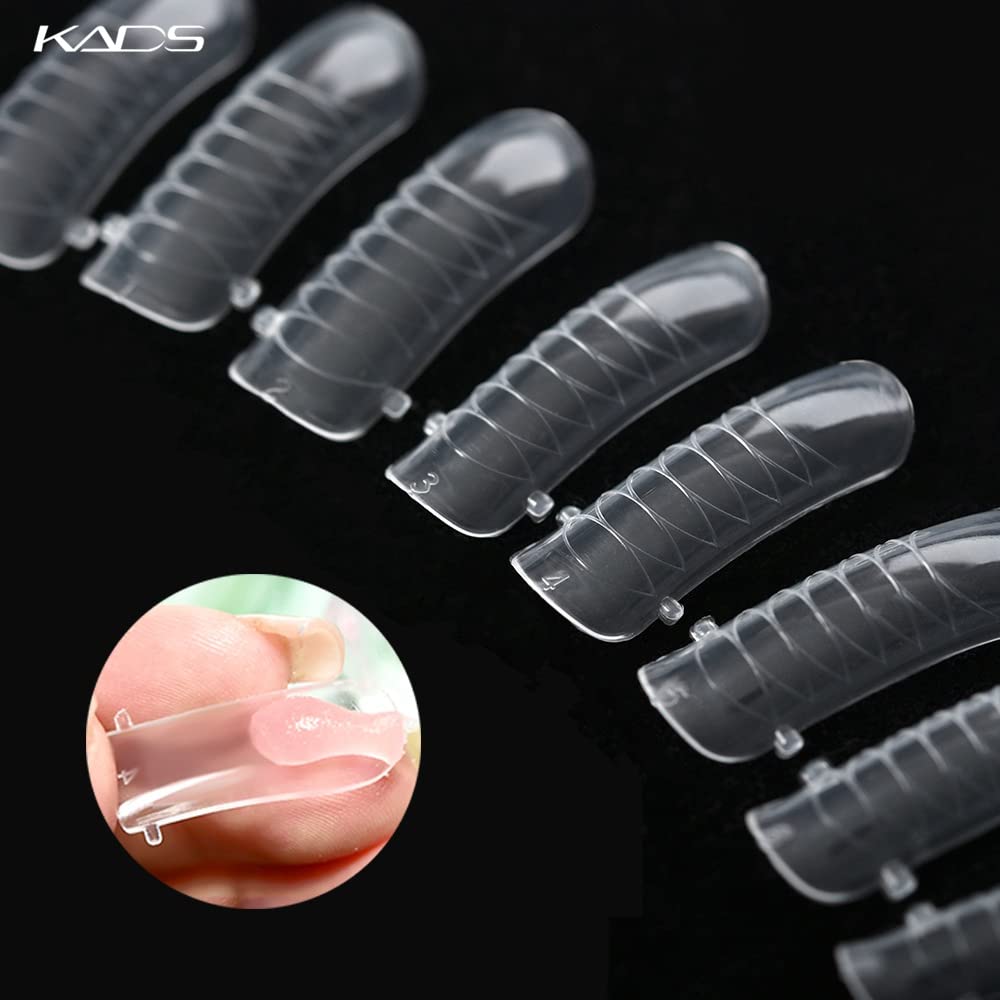 KADS 120PCS Clear Full Cover Dual Nail System Form UV Gel Acrylic Nail Art Mold Artificial Nail Tips with Scale for Extension (MODEL 1)-Velvo Beauty