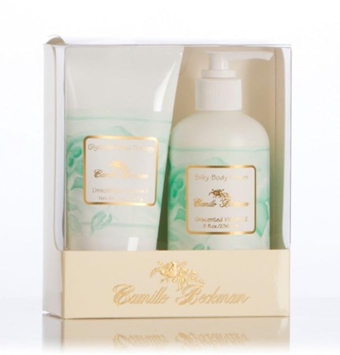 Camille Beckman Hand and Body Duet Set, Silky Body and Glycerine Hand Cream, Vitamin E Unscented-Velvo Beauty