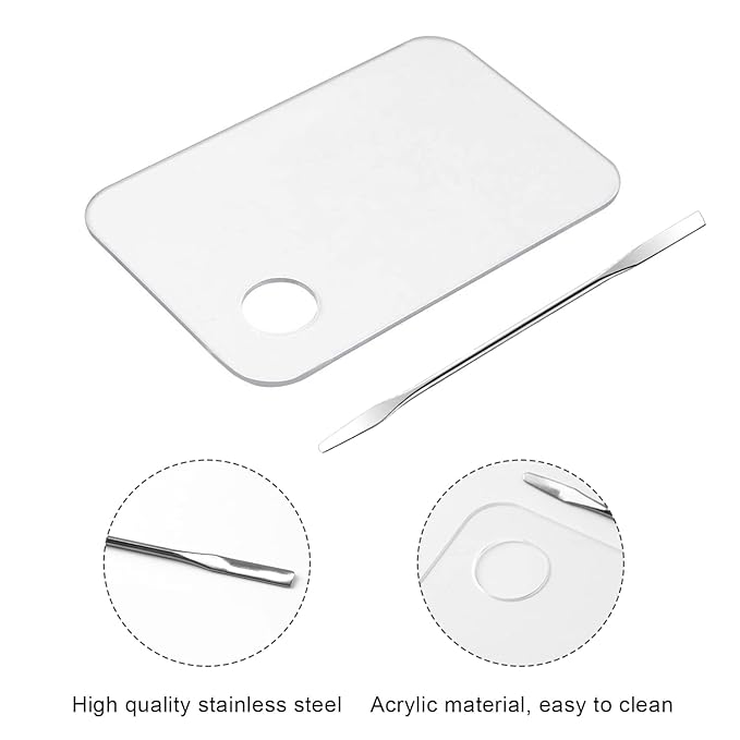 2PCS Acrylic Cosmetic Palette with 2PCS Spatula Tool,Makeup Palette Mixing Tray Apply for Foundation Eye Shadow Lipsticks Nail Art Professional Pigment Blending-Velvo Beauty