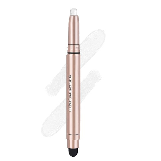 White Cream Eyeshadow Stick, Single Shimmer Eyeshadow Pencil, Waterproof Long Lasting Eye Shadow Stick Makeup, Hypoallergenic High Pigmented Eye Highlighter Pen Create Multi-Dimensional Eyes Look 01#-Velvo Beauty