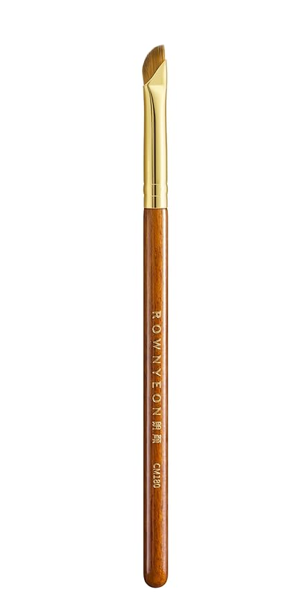 Desert Oak Series Angled Eyeliner Brush - Ultra-Fine Nylon Bristles for Razor-Sharp Gel/Liquid/Powder Lines, Anti-Smudge Design, Ebana Handle & Brass Ferrule (CM 180)-Velvo Beauty