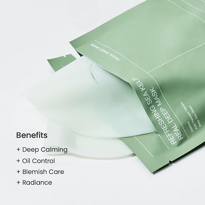 BIODANCE Refreshing Sea kelp Real Deep Mask, Overnight Hydrogel Mask, Calming, Oil & Sebum Control, Blemish Care, Korean Skincare | 1.19oz(34g) x 4ea-Velvo Beauty