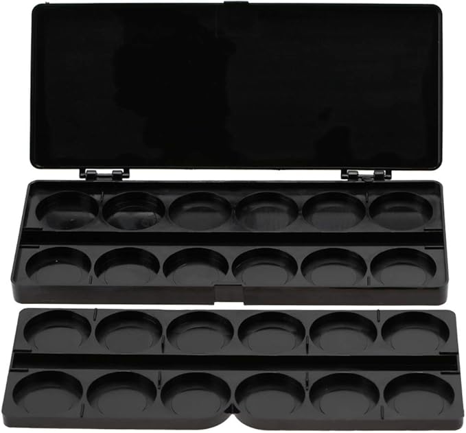 Nail Art Palette, 24 Grid Plastic Nail Art Paint Color Mixing Palette Plate Watercolor Pigment Color Mixing Case Manicure Drawing Tray(Black)-Velvo Beauty