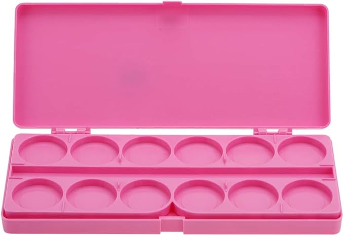 Nail Art Palette, 24 Grid Plastic Nail Art Paint Color Mixing Palette Plate Watercolor Pigment Color Mixing Case Manicure Drawing Tray(Rose Red)-Velvo Beauty