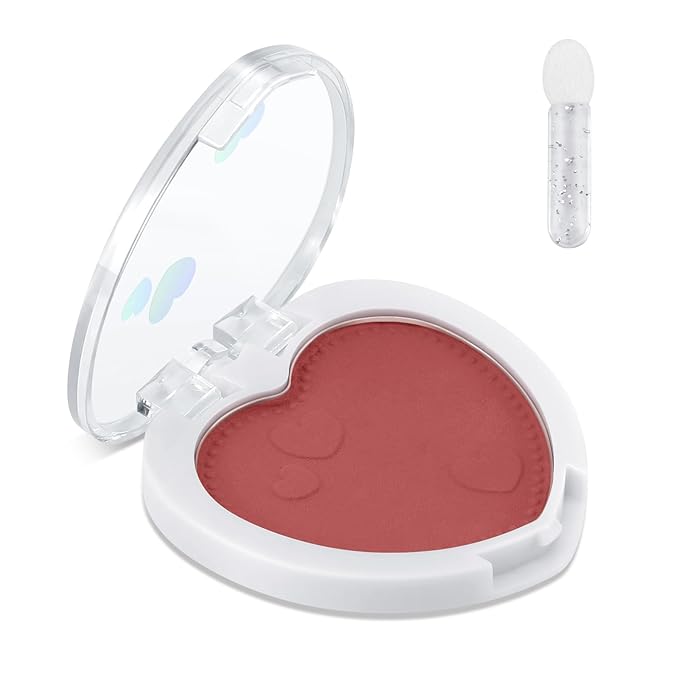 Boobeen Powder Blush Matte Pressed Blush Palette, Highly Pigmented Cream Pink Blusher for Cheeks, Blusher Compact Powder Makeup Lightweight Easily Blends, Single Color Rouge Powder-Velvo Beauty
