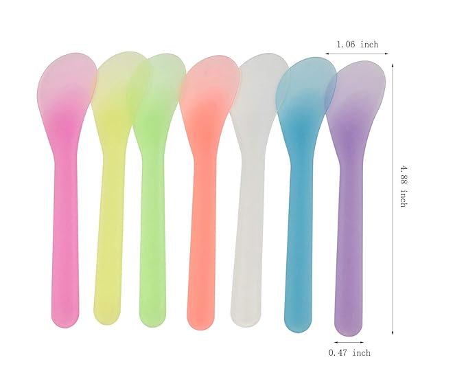 100 PCS Cosmetic Spatula for Makeup Face Mask Plastic Spoon Disposable Makeup Tools for Mixing and Sampling 4.88'' x 1.06" Random Color-Velvo Beauty