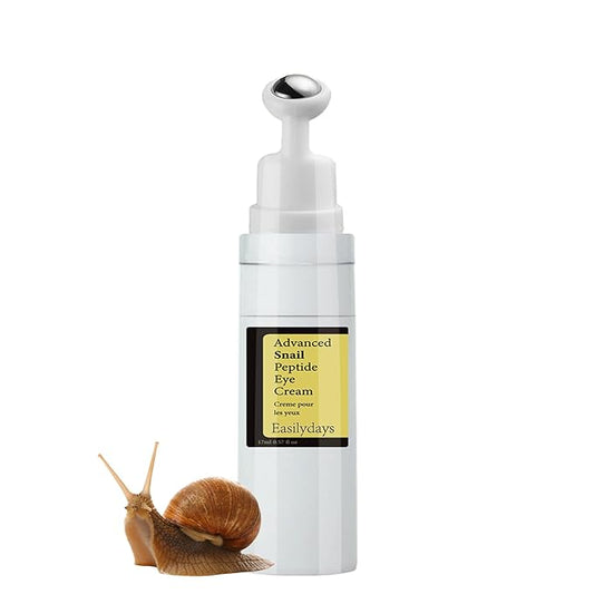 Snail Peptide Advanced Under Eye Cream for Dark Circles, with 360° Massage Ball Reduces Wrinkles &Fine Lines, Eye Essence Roll-On, Firms, Moisturizes, and Tightens Puffy Eyes for Men&Women-Velvo Beauty