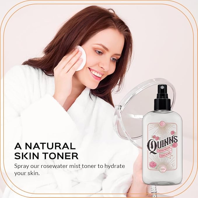 Quinn’s Rose Water - Hydrating Facial Toner Spray, Rosewater for Hair, Skin & Face Mist, 8 Ounce-Velvo Beauty