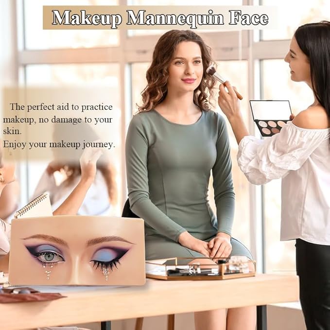 Makeup Practice Face, Makeup Mannequin Face with Makeup Practice Face Board, 3D Reusable Practice Eye Makeup Face Eyeshadow Mannequin for Professional Makeup Artists and Beginner to Practice Makeup-Velvo Beauty