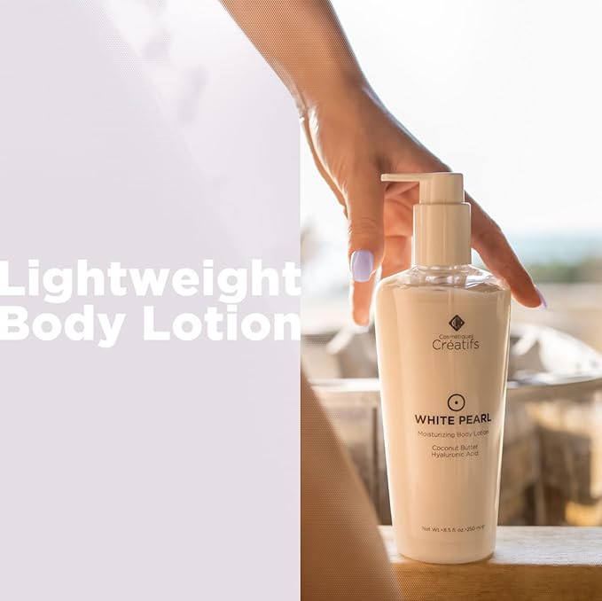 White Pearl Moisturizing Body Lotion with Coconut Butter and Hyaluronic Acid, 8.5 fl. oz.-Velvo Beauty