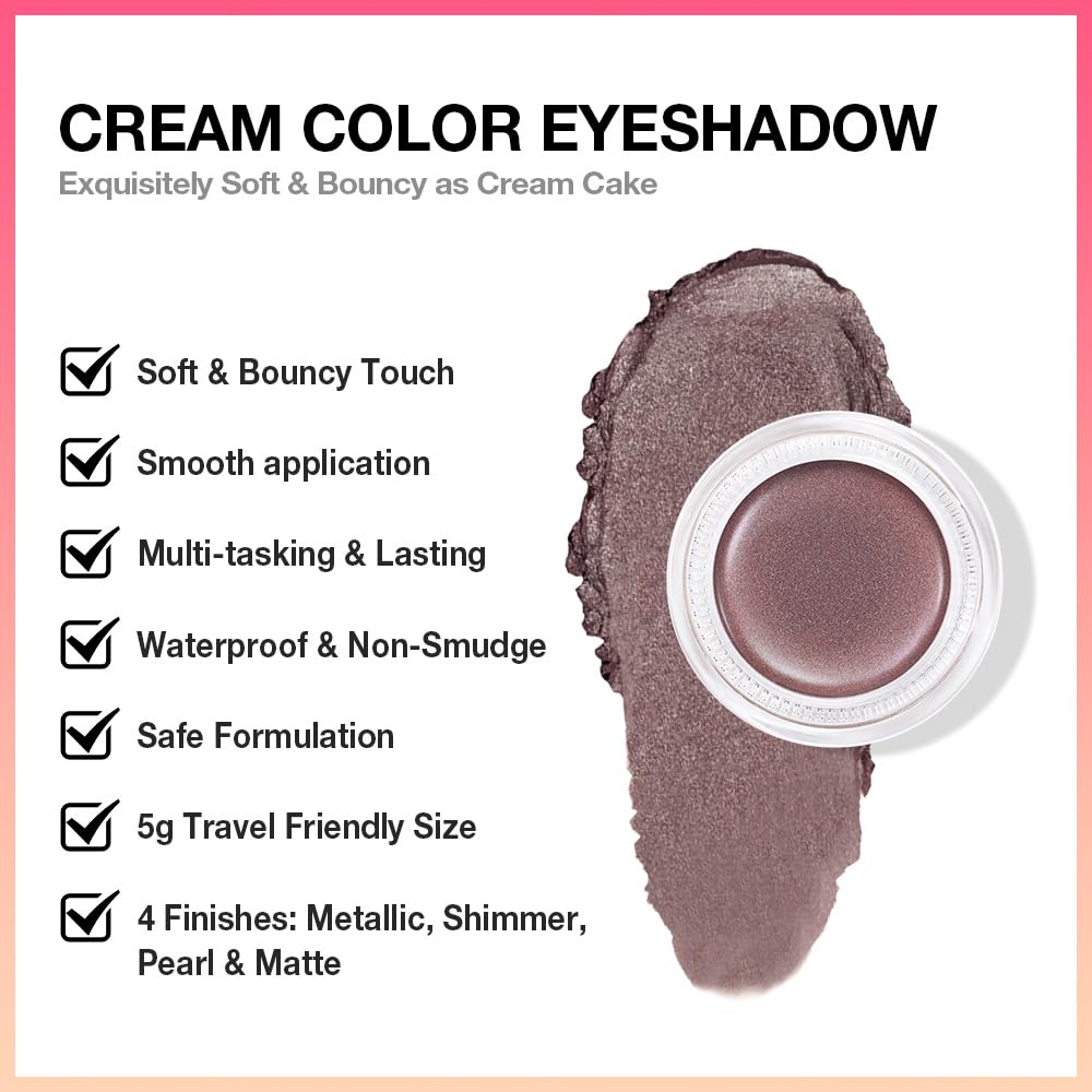 Cream Glitter Taupe Shimmer Metallic Eyeshadow Palette Makeup, Natural Single Mini Instant Holographic Eyeshadow For Women, Sombras Crema Para Ojos, Talc, Paraben & Cruelty Free, R04-Velvo Beauty