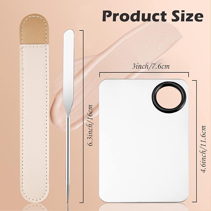 Picasso Makeup Spatula and Palette Set, Korean Makeup Spatula with Leather Cover, Stainless Steel Makeup Palette with Scraper Tool, Metal Foundation Palette for Cosmetic Pigment Blendingļ¼SSļ¼-Velvo Beauty