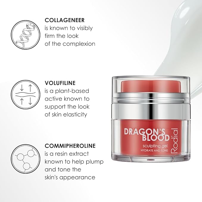 Rodial Dragon's Blood Sculpting Gel 0.3 fl oz - Rejuvenating, Ultra-Hydrating Face Cream - Refreshing Gel/Cream Formula - Triple Action Collagen Formula for a Firmer, Tighter and Smoother Skin Look-Velvo Beauty