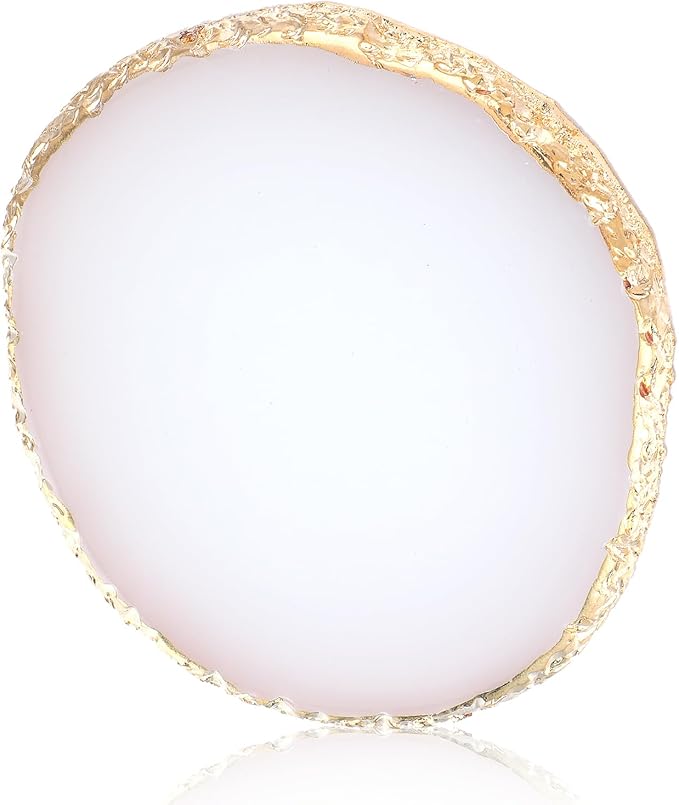 Resin Nail Art Palette Gold Edge Nail Holder Heart Shaped Color Makeup Foundation Mixing Tools Display Board Gel Nail Art Color Mixing Palette Painting Tray Manicure Tool (Irregular White)-Velvo Beauty