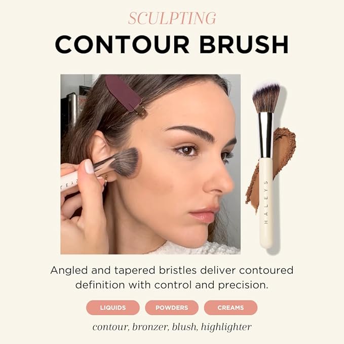 HALEYS Makeup Brush Set 5 pcs: Soft, Streak-free, Perfect Blending, Buff, Blurs and Smooth, Premium Luxury Vegan Bristles, For Liquid, Cream or Powder, Vegan, Cruelty-free, Sustainable Wood-Velvo Beauty