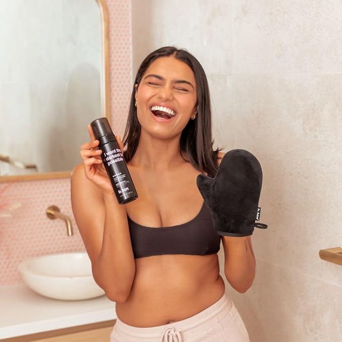 b.tan Dark Self Tanner Kit | Get The Darkest Tan Possible Bundle - Best Dark Self Tanning Mousse w Mitt Applicator, 1 Hour Sunless Tanner, Fast Bronzing Glow, No Fake Tan Smell, Vegan, 6.7 Fl Oz-Velvo Beauty