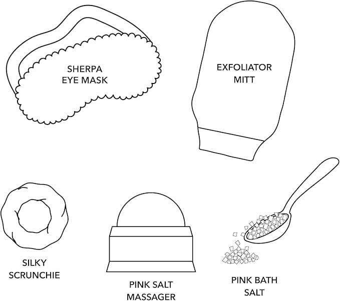 Pinch Provisions Himalayan Pink Salt Spa Kit, Spa Accessories & Essentials for Self-Care & Beauty, Includes Himalyan Salt Massager & Exfoliating Glove, Spa Set Gift, Multi-Functional Cosmetic Bag-Velvo Beauty