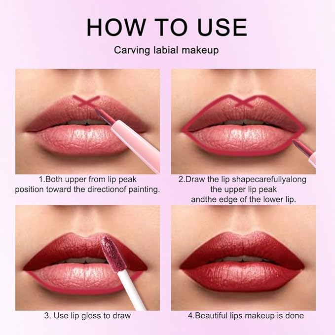 evpct Dark Red Metallic Glitter Lip Liner and Lipstick Combo Lip Gloss Stain Set Makeup for Women Long Lasting Waterproof 24, Wine Red Frosted Metallic Shimmer Glossy Chrome iridescent Liquid Lipstick-Velvo Beauty