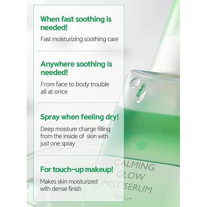 Glow Mist Serum – Hydrating & Soothing Face Mist Artemisia, Centella Asiatica, Evening Primrose, Korean Skin Care, Made in Korea, for Sensitive Skin (Calming, 3.38 oz)-Velvo Beauty