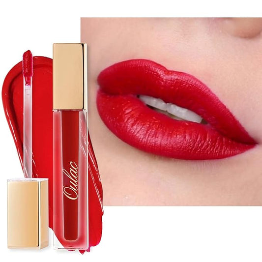 Oulac Red Matte Lipstick for Women, Classic Red Lip Stain Long Lasting Waterproof, No Transfer, Creamy High Pigmented Formula with Rose Oil, Vegan & Cruelty-Free, M02-Velvo Beauty
