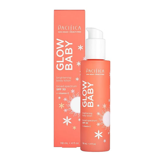 Pacifica Glow Baby Vitamin C SPF 30 Body Lotion – Brightening Daily Moisturizer + Broad Spectrum Sun Protection, Hydrating No White Cast Sunscreen for Glowing Skin, Clean Vegan & Cruelty-Free Skincare-Velvo Beauty