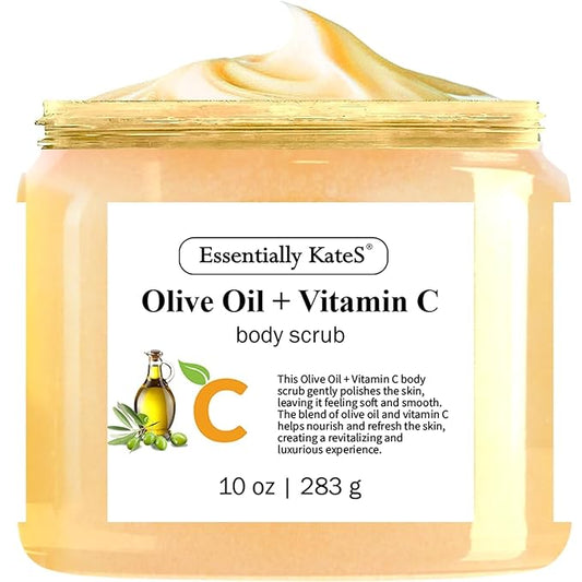 Olive Oil + Vitamin C Body Scrub 10 oz - A long lasting hydration while improving its texture - The best stocking stuffer-Velvo Beauty