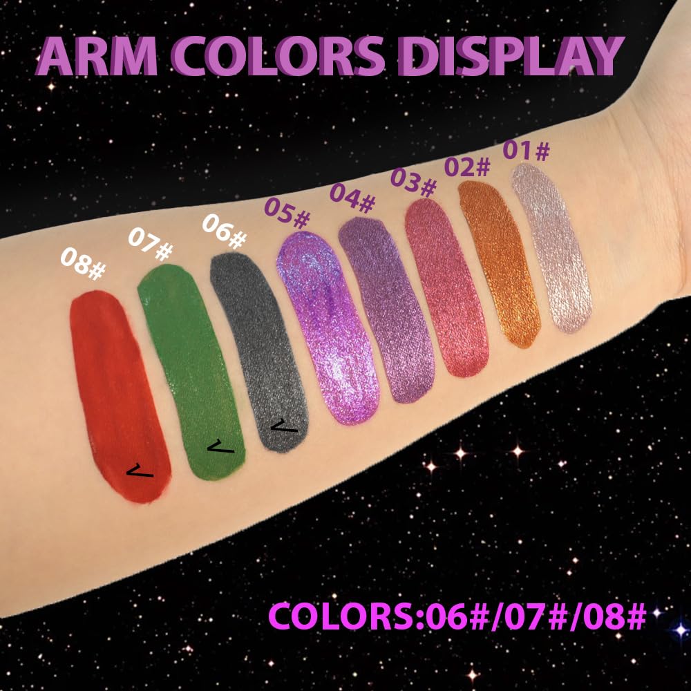 Gray Black Green Red Metallic Lipstick for Women,Glitter Sparkling Liquid Lipstick,Long Lasting Waterproof Lightweight Non-Drying Bold Dark Lip Gloss for Gothic Stage Makeup,Vegan-Velvo Beauty