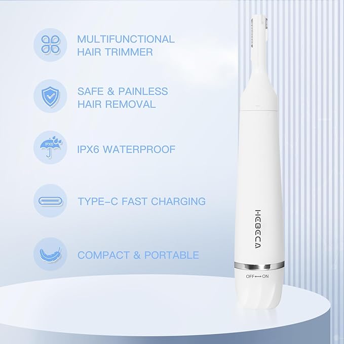 Nose Hair Trimmer for Women and Men, 3-in-1 Electric Facial Hair Removal Rechargeable Portble Waterproof Face Shaver Razor for Nose Ear Eyebrow Peach-Fuzz Lips Chin FT3001-Velvo Beauty