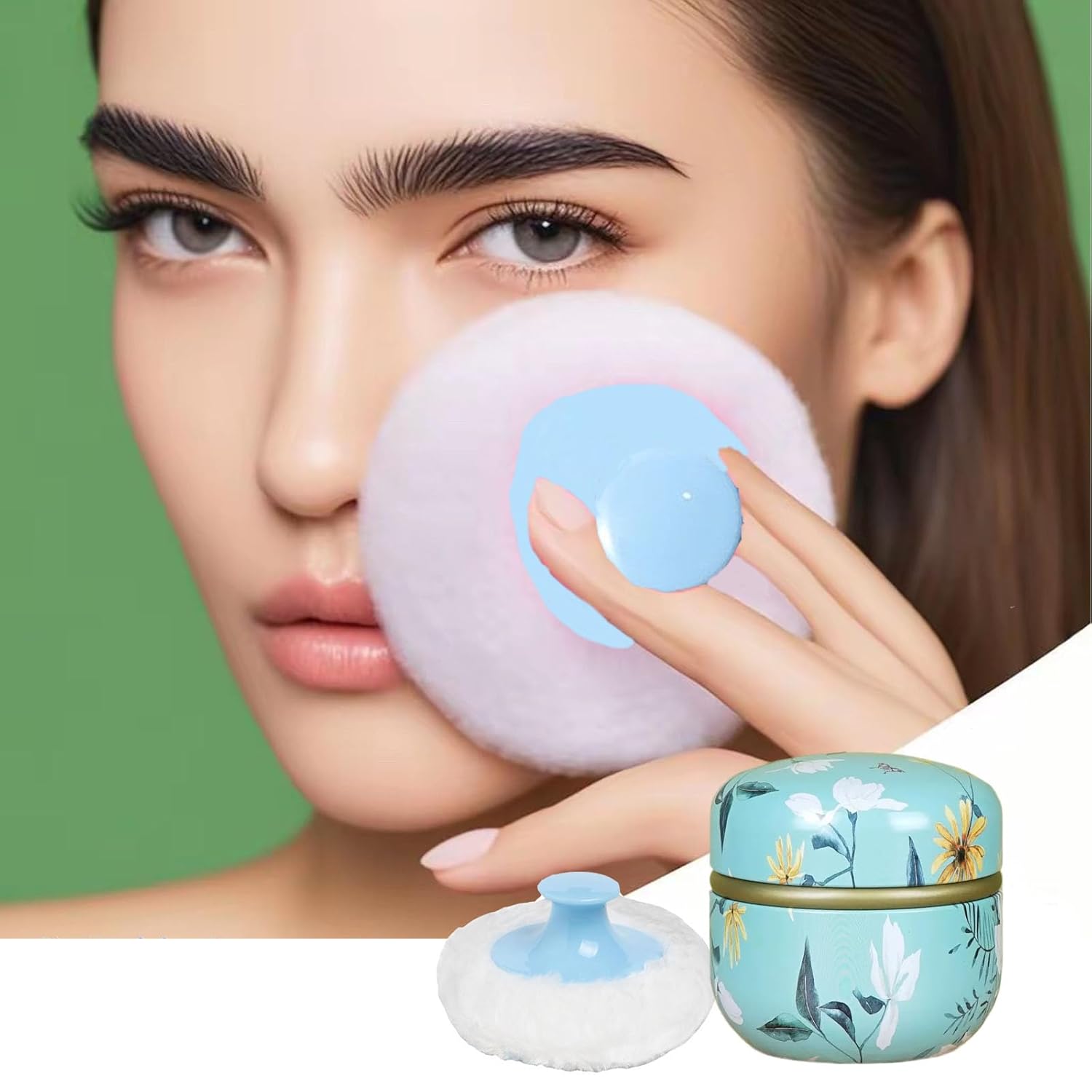 Body Powder Puff and Container, 3.35" Portable Dusting Powder Container with Soft Puff LoosePowder Case Box Jar with Lids for Baby Women Home and Travel Use-Velvo Beauty