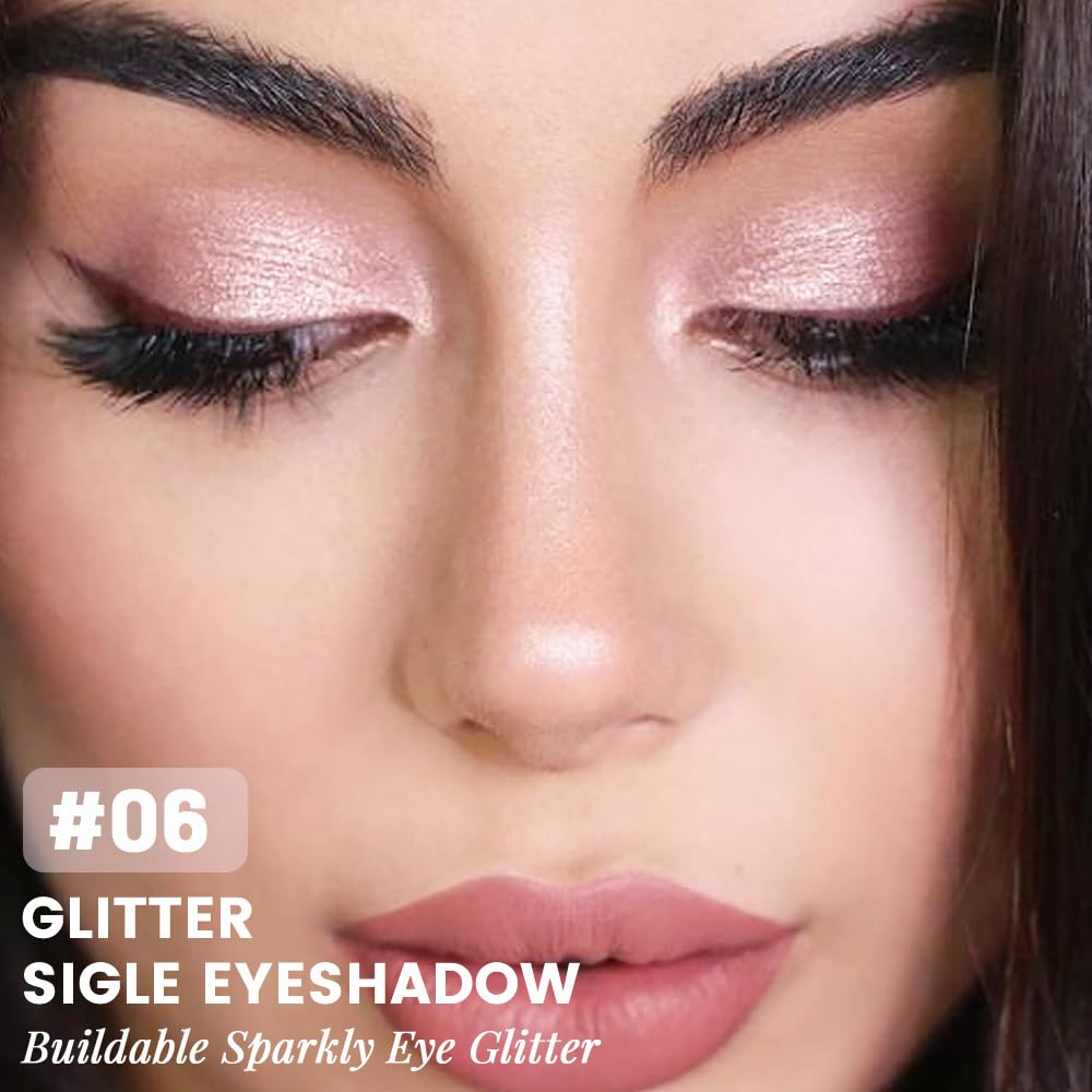 Light Pink Shimmer Glitter Sparkling Monochrome Eyeshadow Palette,Metallic Single Eye Shadow Palette for Older Women,Long Lasting Naturing-Looking Eye Makeup-Velvo Beauty