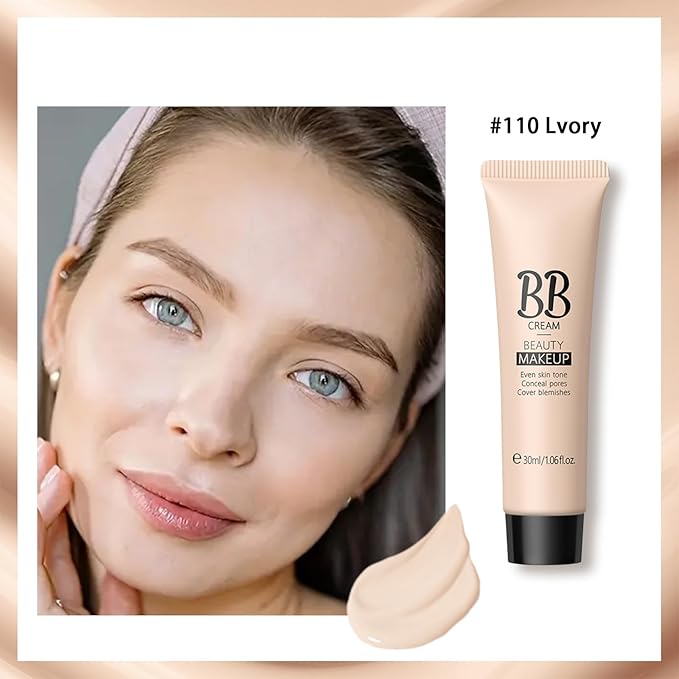 KWOLYKIM 2PCS Hydrating Makeup BB Cream, Tinted Moisturizer Face Makeup BB Cream Foundation Waterproof Concealer Clean Brighten Color Correcting Cream Nude Makeup Long Lasting for All Skin(Ivory)-Velvo Beauty