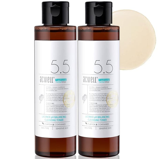 ACWELL Licorice pH Balancing Korean Toner for Cleansing - Alcohol-Free PH5.5 Hydrating Facial Astringent -Skin Clarifying & Hydration Boosting Toner, 5.1 fl.oz. 2 Pack-Velvo Beauty