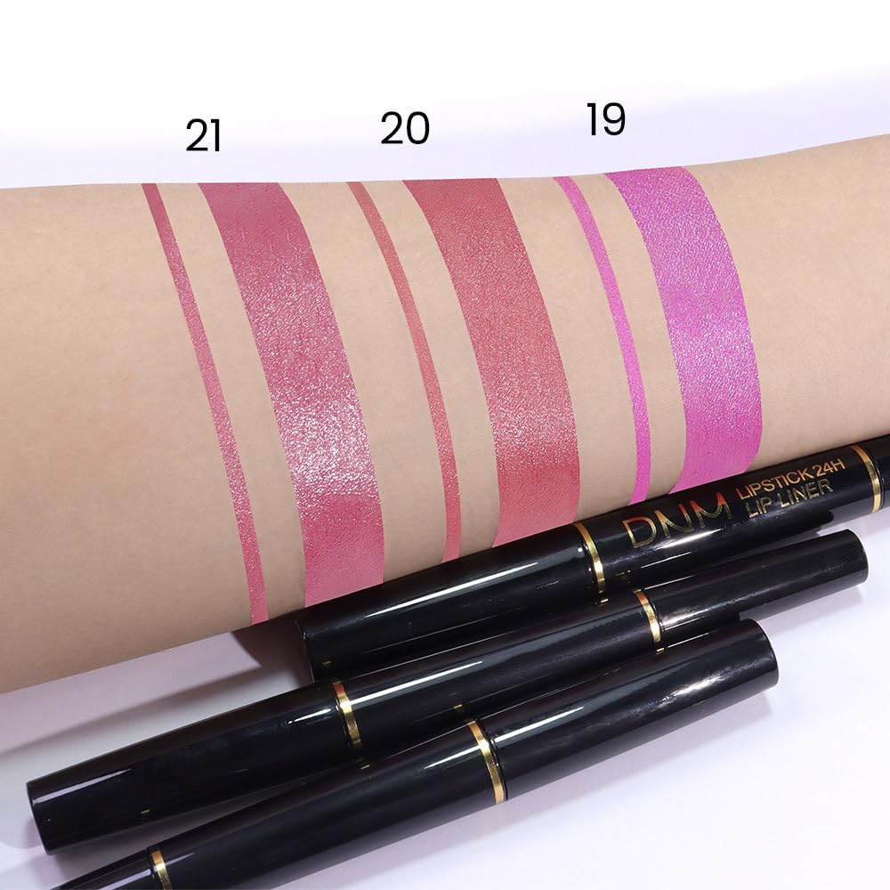 Kaely 2-in-1 Rose Pink Metallic Shine Shimmer Lip Liner & Lipstick Combo Set Kit for Women, Lightweight Hydrating Formula High Impact Full Coverage Lipstick and Lip Liner Makeup Stains Gloss 21-Velvo Beauty