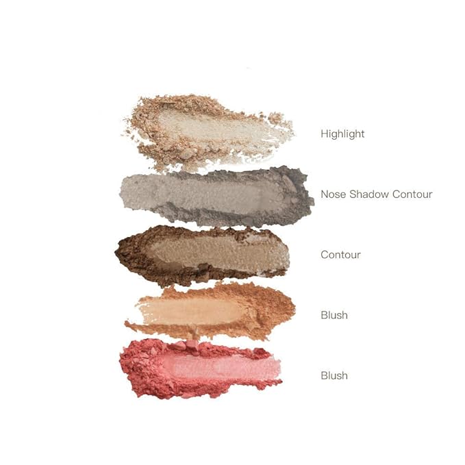 READY TO SHINE Snow Bright Contour Highlight Blush Makeup Palette - Smooth and Pigmented - Easy to Blend - Vegan and Cruelty Free - 5 Part Pressed Powder Makeup Kit - With Mirror For All Skin Types-Velvo Beauty