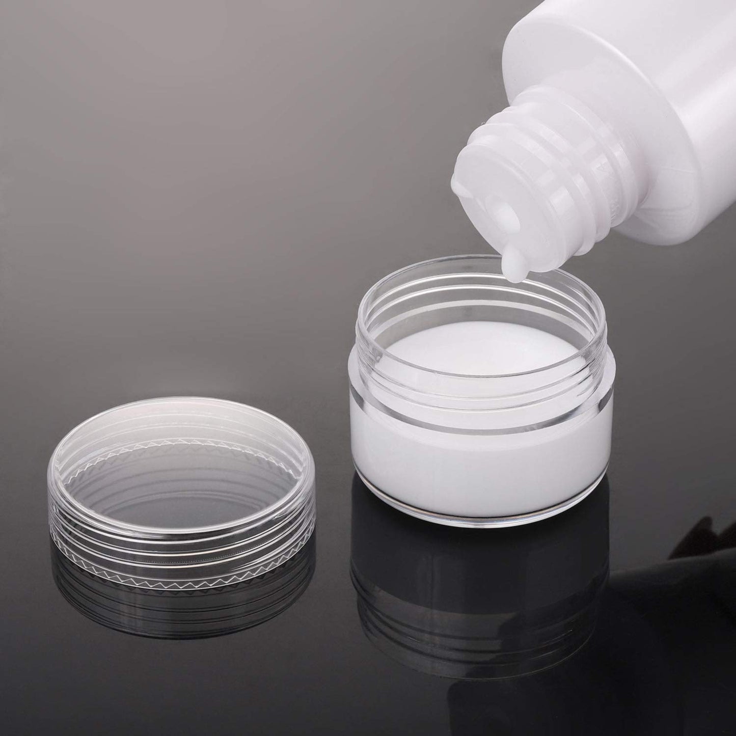 100 Count Refillable Sample Containers with Lids Cosmetic Jars 15 Gram Empty Cream Jars Leak Proof Makeup Containers for Traveling - Clear-Velvo Beauty