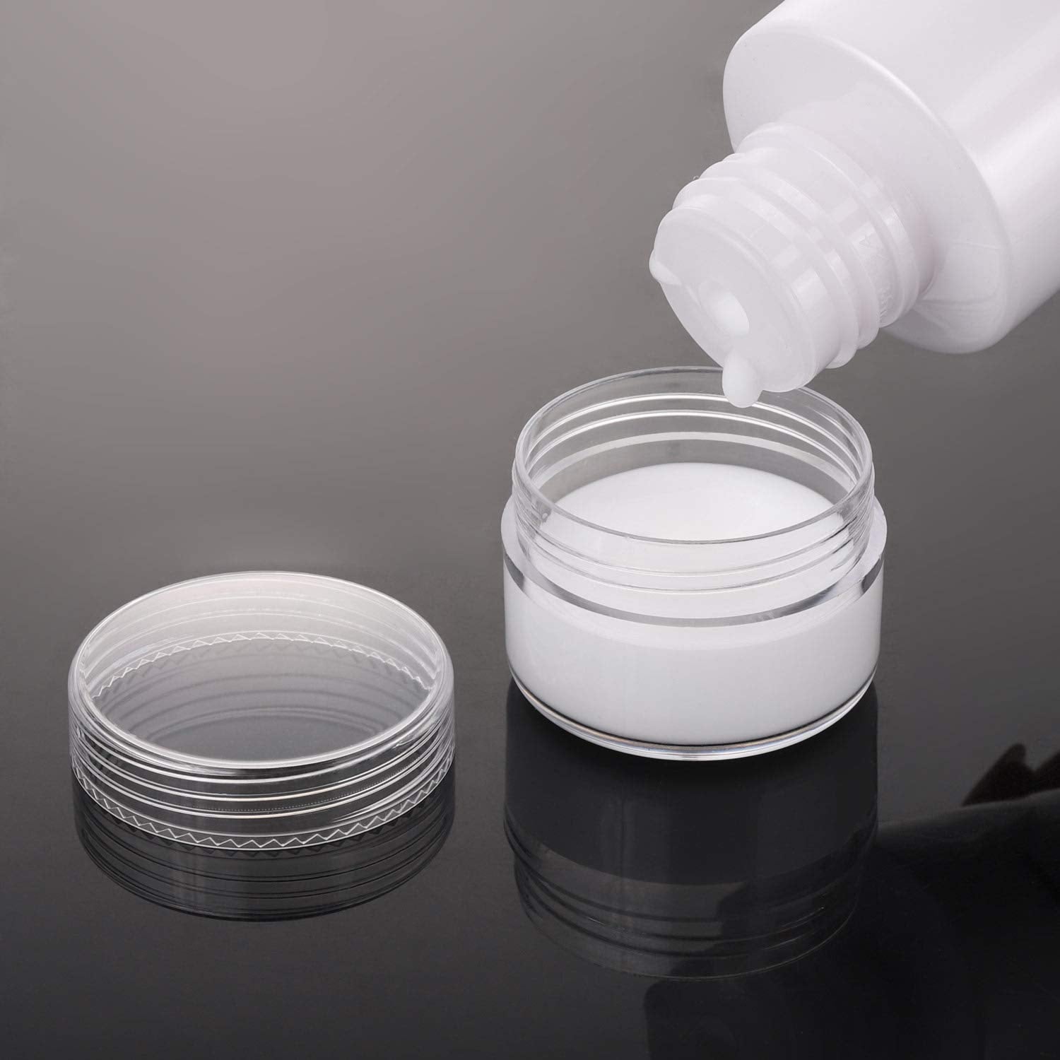 100 Count Refillable Sample Containers with Lids Cosmetic Jars 15 Gram Empty Cream Jars Leak Proof Makeup Containers for Traveling - Clear-Velvo Beauty