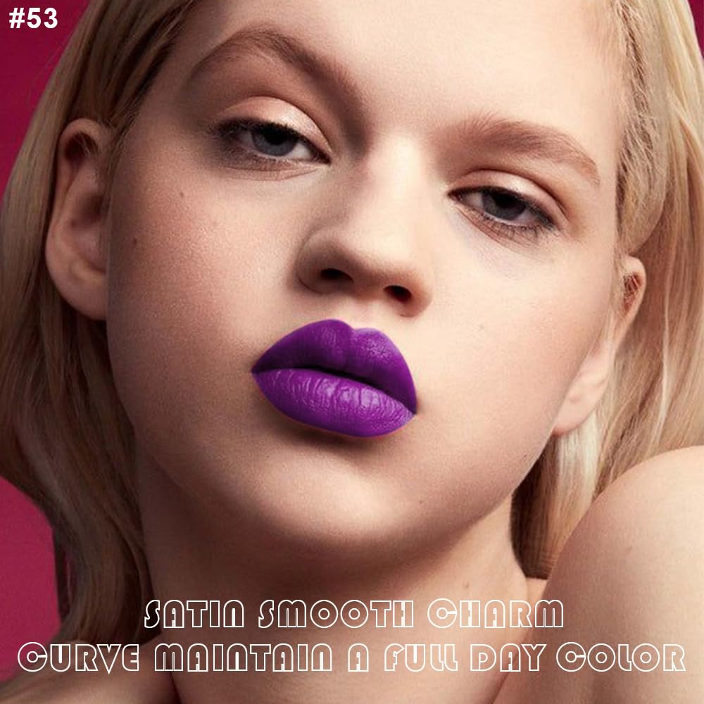 evpct 2Pcs Lavender Purple Matte Liquid Lipstick Lip Gloss Stain and Retractable Lip Liner Makeup Set for Women Long Lasting Waterproof 24 Hours Lipstick labial mate larga duracion 24 53#-Velvo Beauty