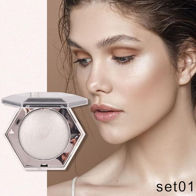 evpct Pearl White Silver Face Highlighter Makeup Shimmer Glitter Diamond Sparkly Highlighters Makeup Palette Powder for Face Body Cheek Pale Skin-Velvo Beauty